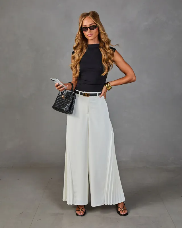 Everyday Elegance Pleated Hem Wide Leg Pants made by Vici