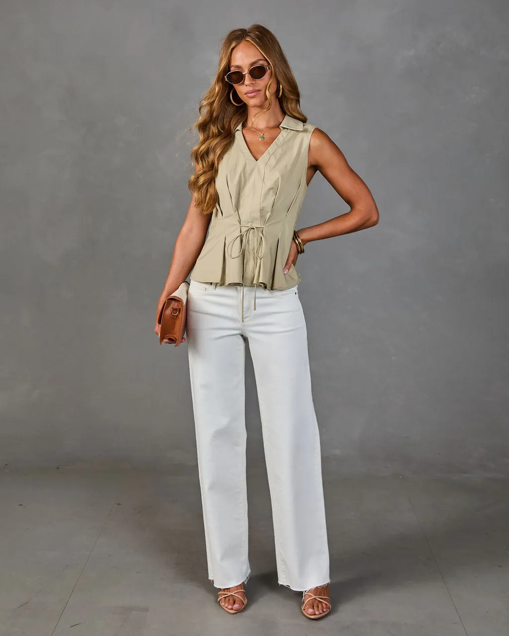 Lasting Edit Pleated Waist Tie Blouse sold by Vici product image thumbnail 2