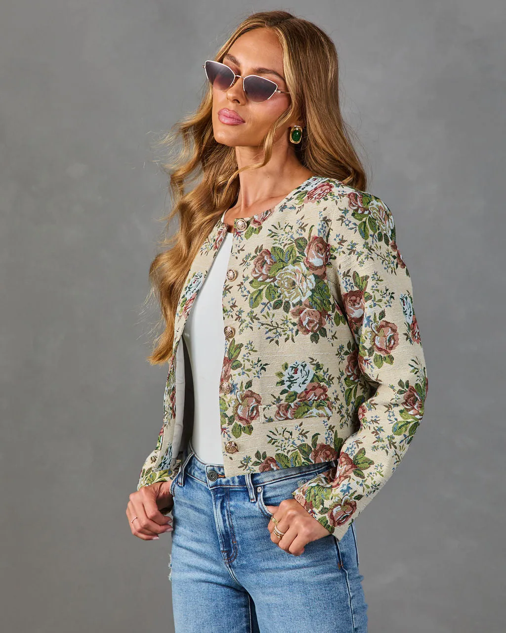 Bloom Story Floral Tapestry Blazer sold by Vici product image thumbnail 3