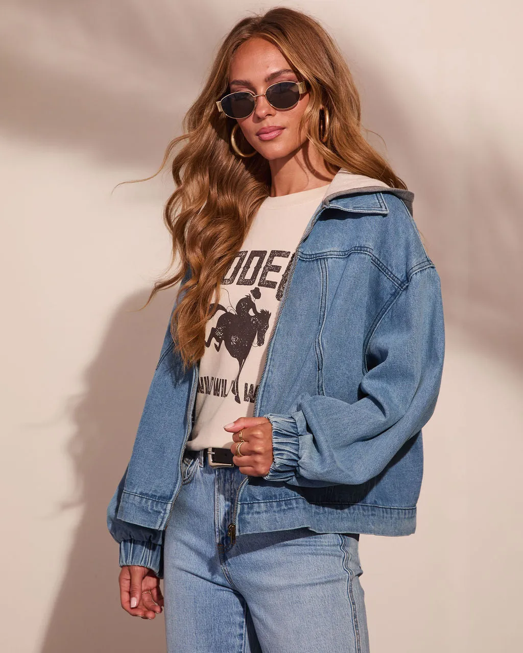 Everyday Story Hooded Denim Jacket sold by Vici product image thumbnail 3