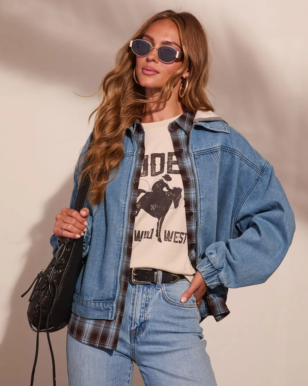 Everyday Story Hooded Denim Jacket sold by Vici product image thumbnail 5