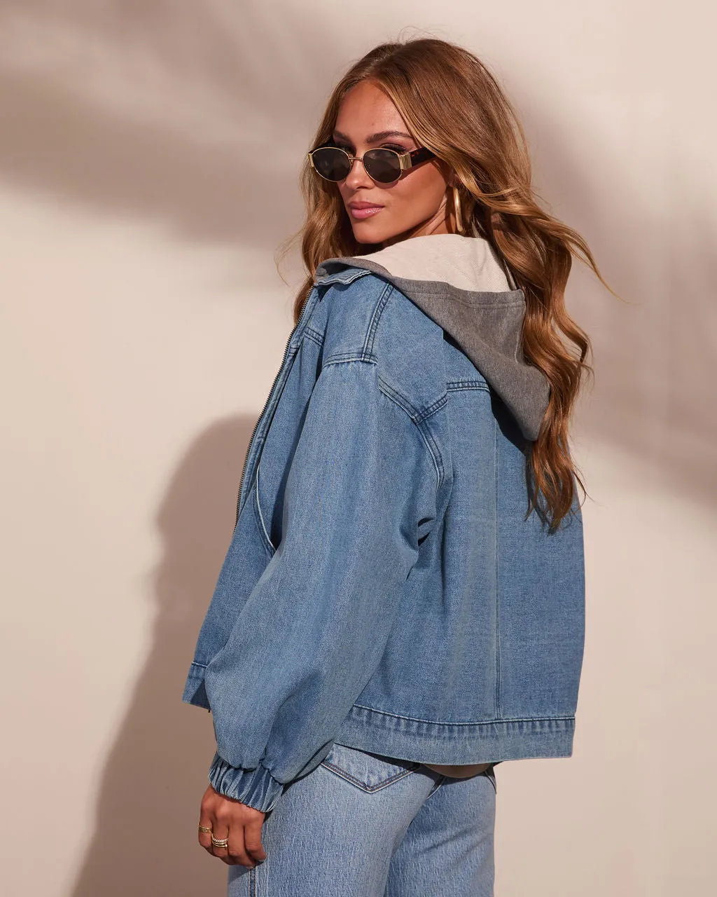 Everyday Story Hooded Denim Jacket sold by Vici product image thumbnail 4
