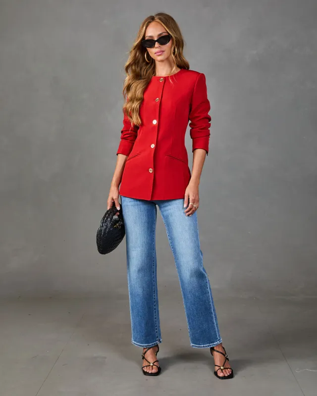 Lucinda Collarless Pintuck Blazer made by Vici