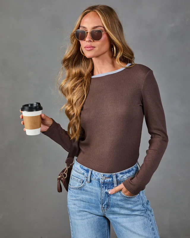 Living Life Ribbed Contrast Trim Top made by Vici