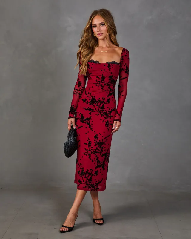 Ellie Floral Long Sleeve Midi Dress made by Vici