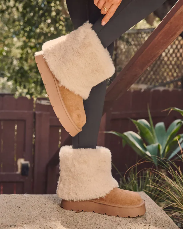 Toasty Ember Faux Fur Cuff Suede Boots made by Vici
