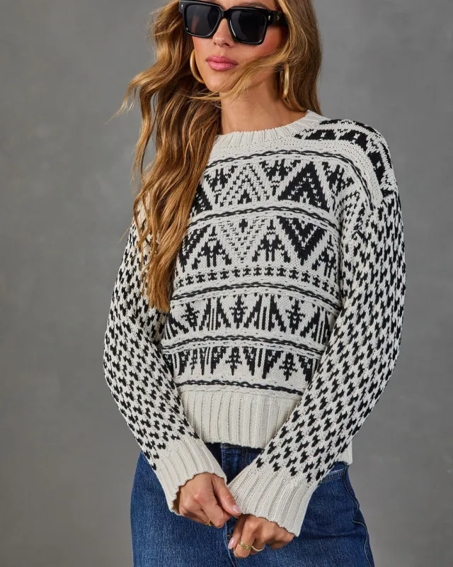 Chilly Mornings Knit Aztec Print Sweater made by Vici