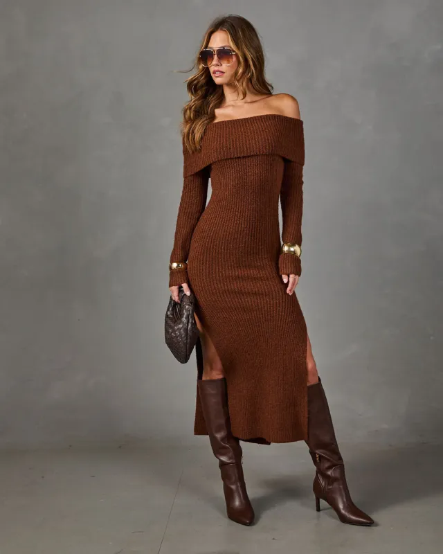 Danika Ribbed Knit Off the Shoulder Midi Dress made by Vici