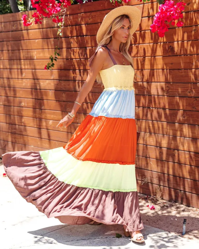 Blissful Season Smocked Colorblock Tiered Maxi Dress - FINAL SALE made by Vici
