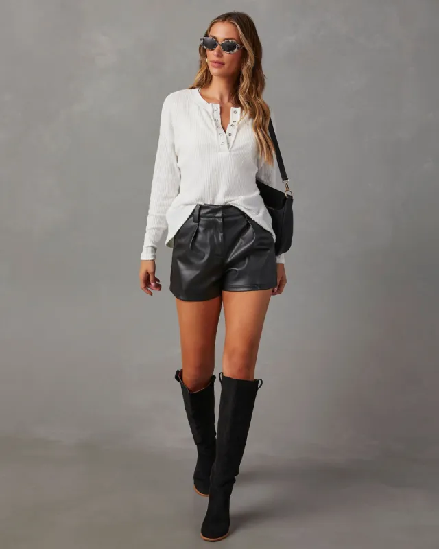 Andria Soft Ribbed Henley Top sold by Vici