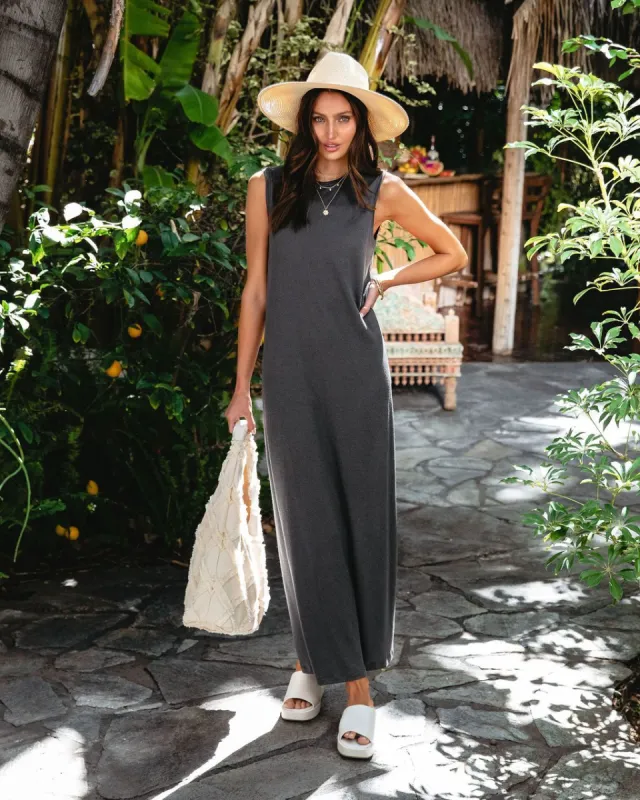 Out And About Sleeveless Maxi Dress - Charcoal - FINAL SALE sold by Vici