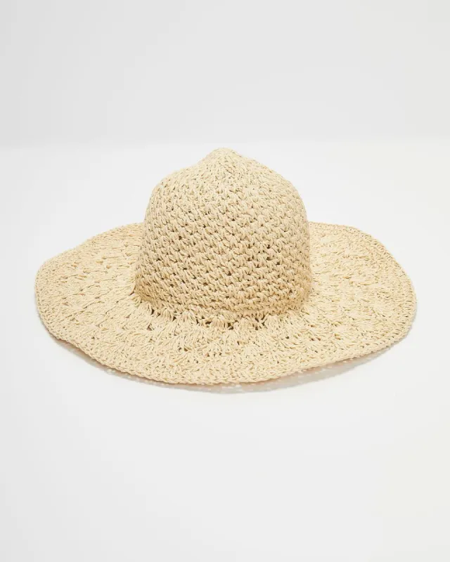 Beach Shades Straw Floppy Hat - Natural - SALE sold by Vici