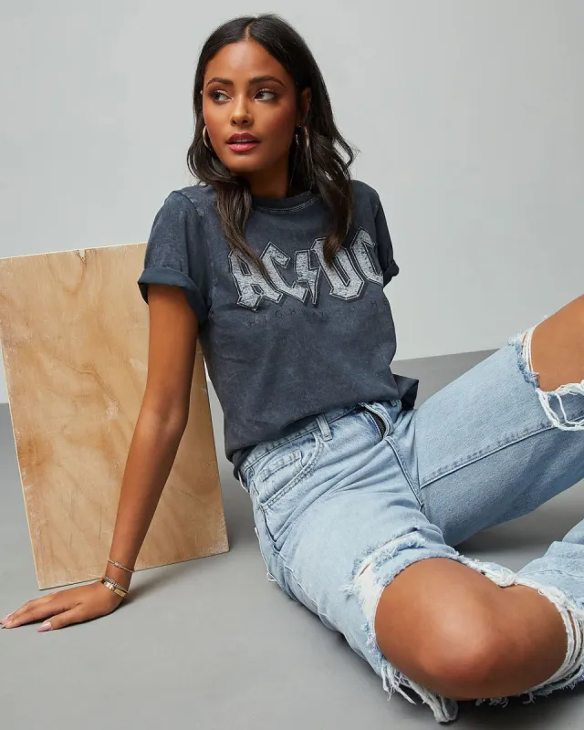ACDC Embroidered Tee - Charcoal - SALE sold by Vici
