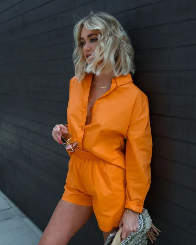 Infinity Cotton Button Down Top - Orange - FINAL SALE sold by Vici