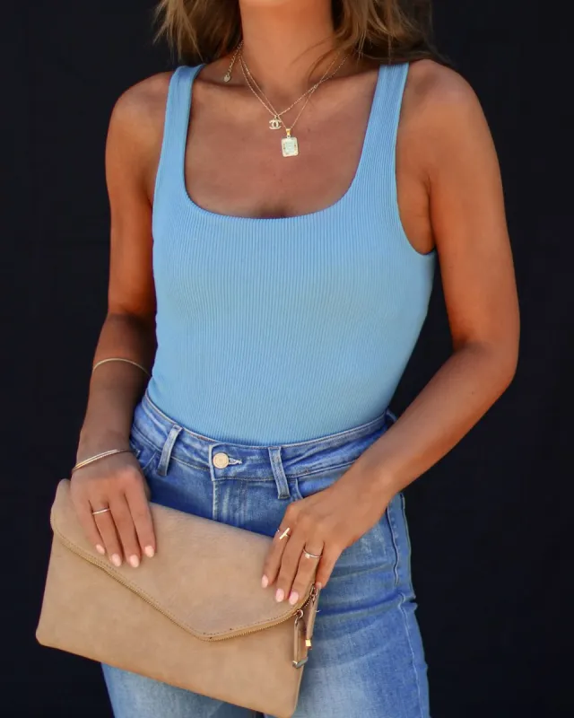 Exceptional One Ribbed Bodysuit - Blue - SALE sold by Vici