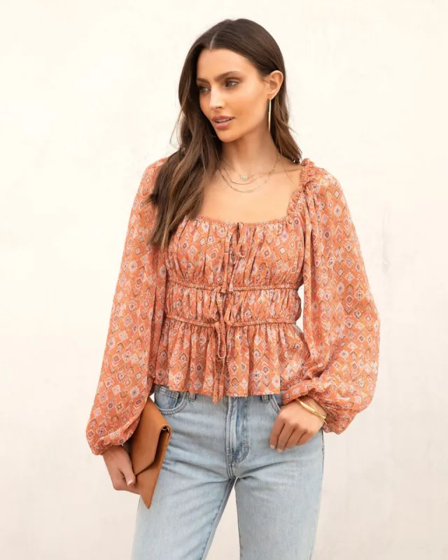 Read Your Mind Printed Square Neck Top sold by Vici
