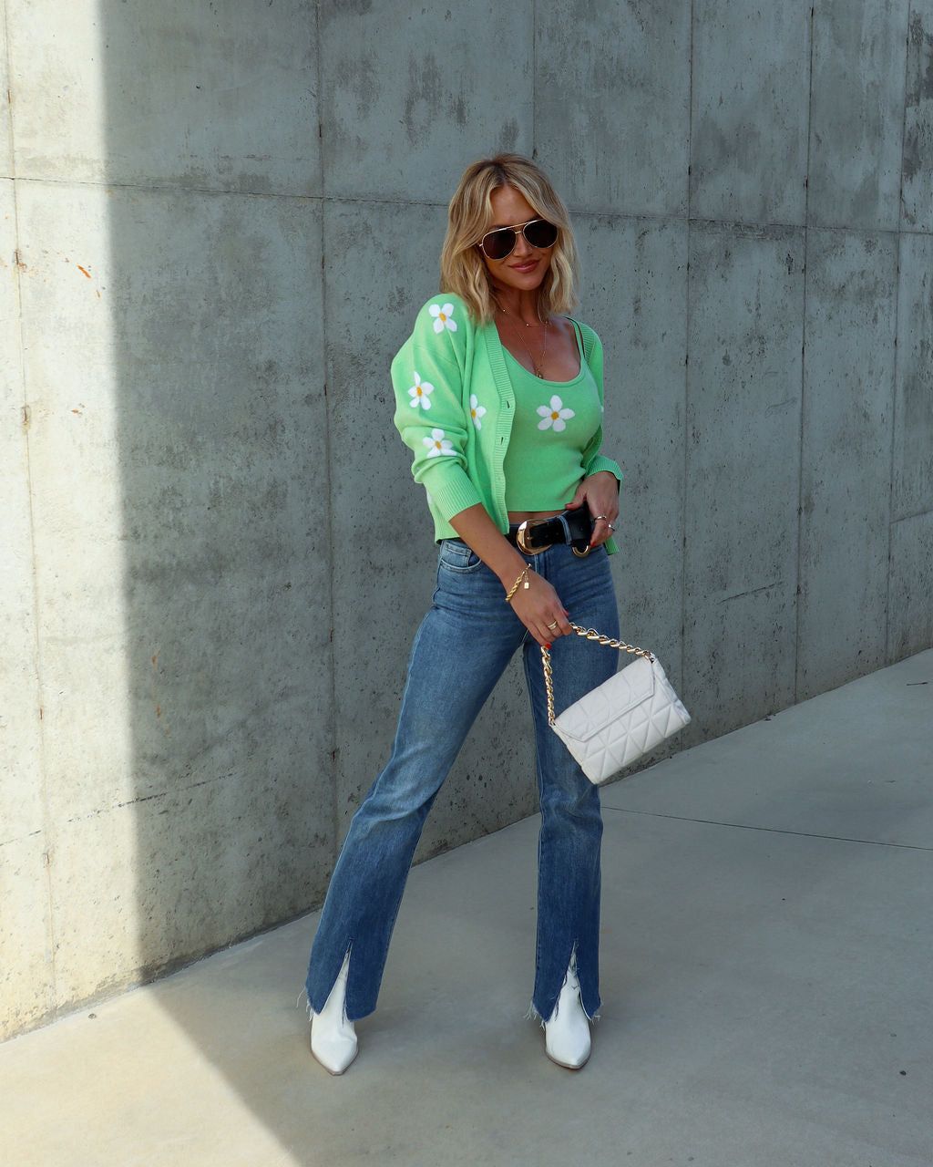 Sweetest Daisy Knit Tank Top - Green - FINAL SALE sold by Vici product image thumbnail 7