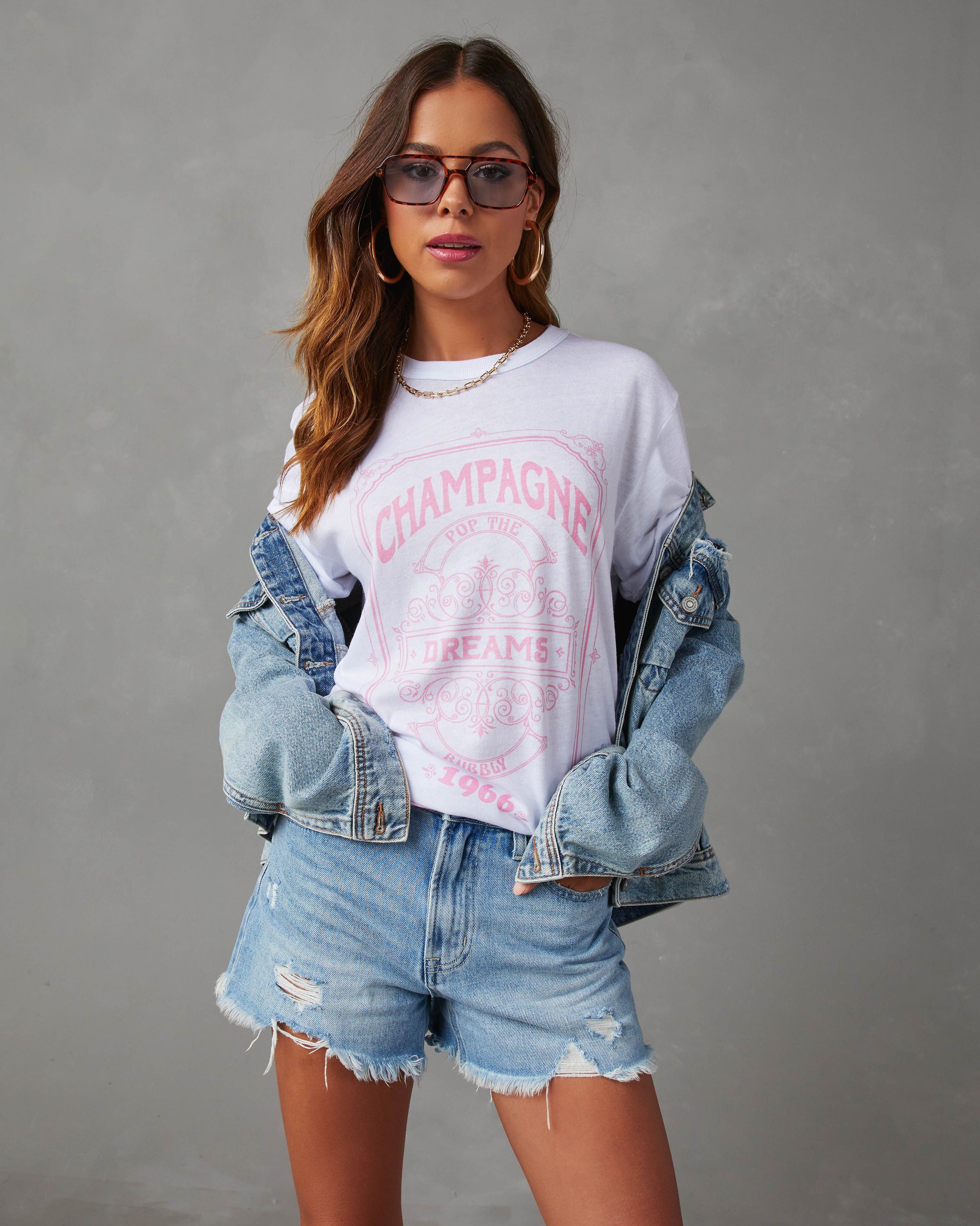Champagne Dreams Graphic Tee - White/Pink - SALE sold by Vici product image thumbnail 5