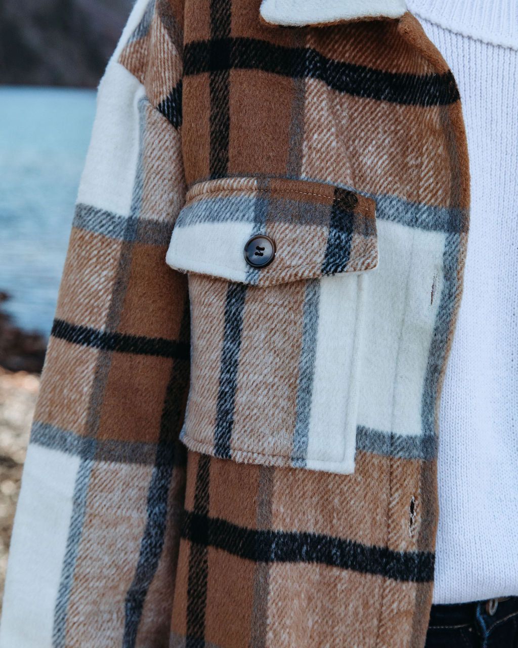 Tamika Plaid Button Down Shacket - Camel - FINAL SALE sold by Vici product image thumbnail 4