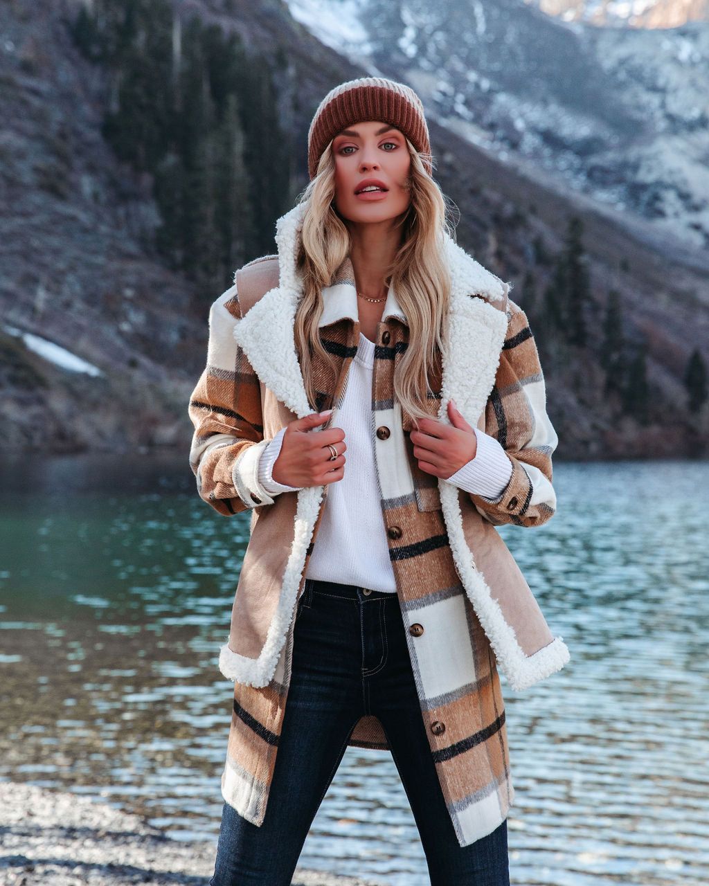 Tamika Plaid Button Down Shacket - Camel - FINAL SALE sold by Vici product image thumbnail 9