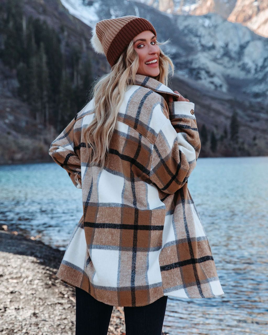 Tamika Plaid Button Down Shacket - Camel - FINAL SALE sold by Vici product image thumbnail 2