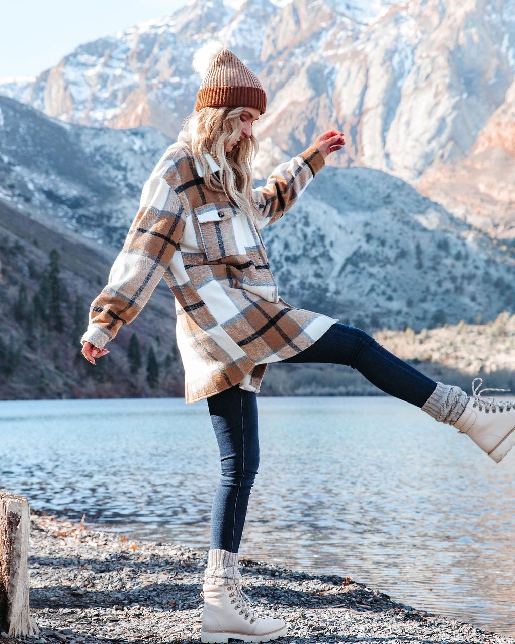 Tamika Plaid Button Down Shacket - Camel - FINAL SALE sold by Vici product image thumbnail 10