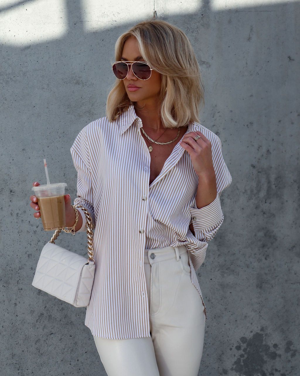 Bettina Stripped Button Down Top - FINAL SALE sold by Vici