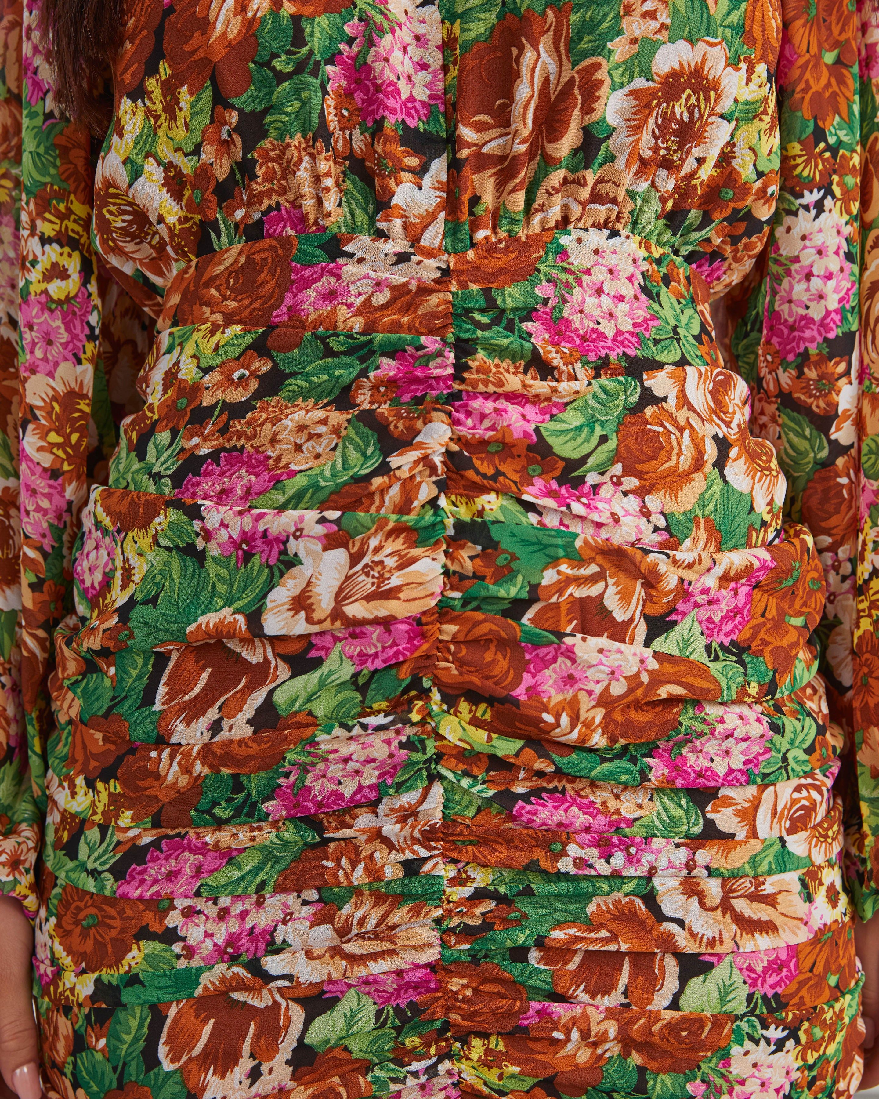 Elsinore Chiffon Floral Mini Dress - Multi sold by Vici product image thumbnail 5