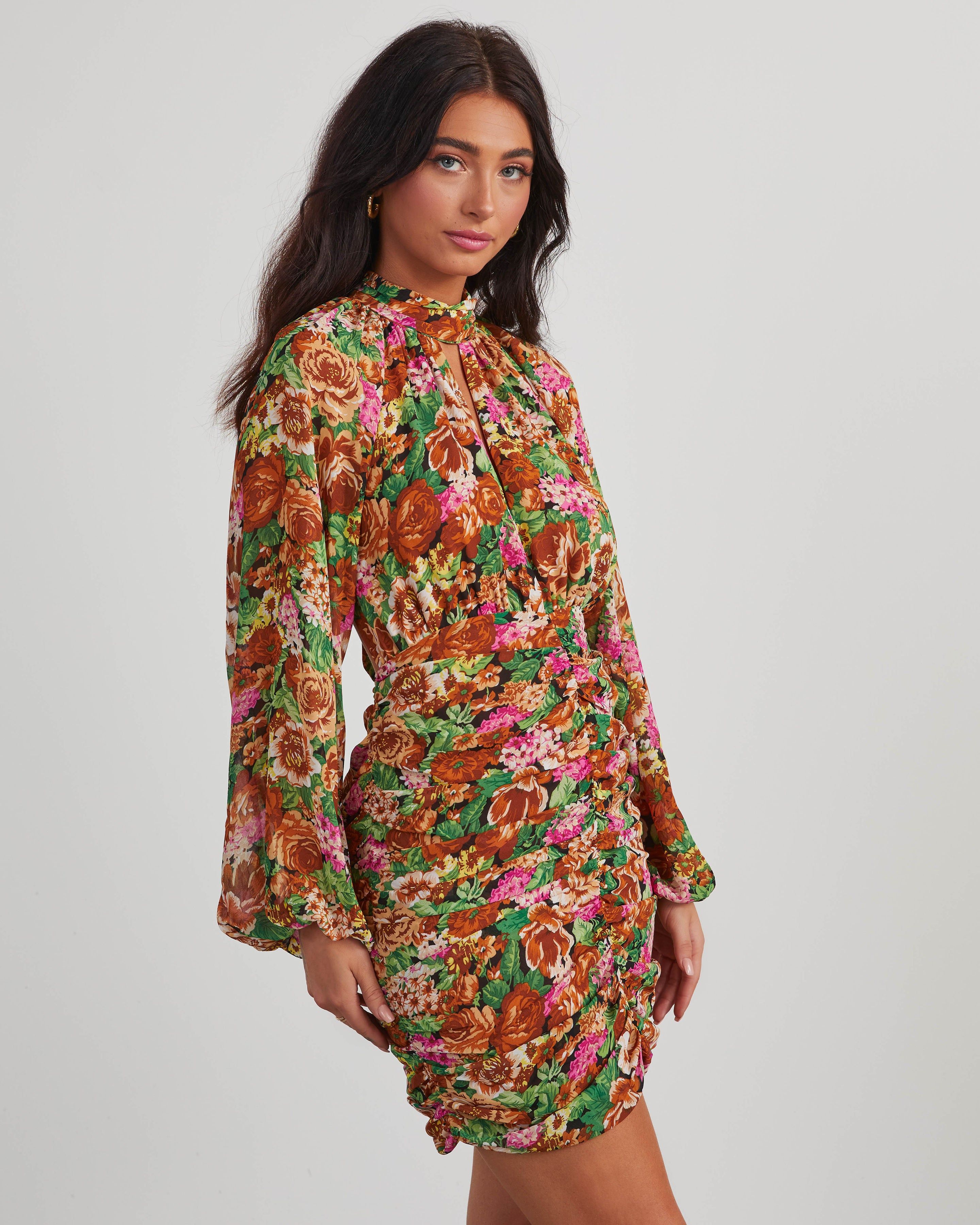 Elsinore Chiffon Floral Mini Dress - Multi sold by Vici product image thumbnail 3