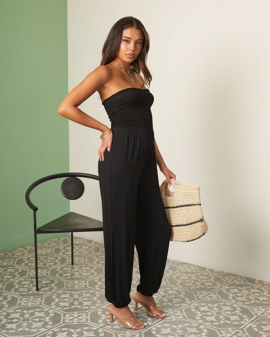 Eliana Smocked Strapless Jumpsuit sold by Vici product image thumbnail 3