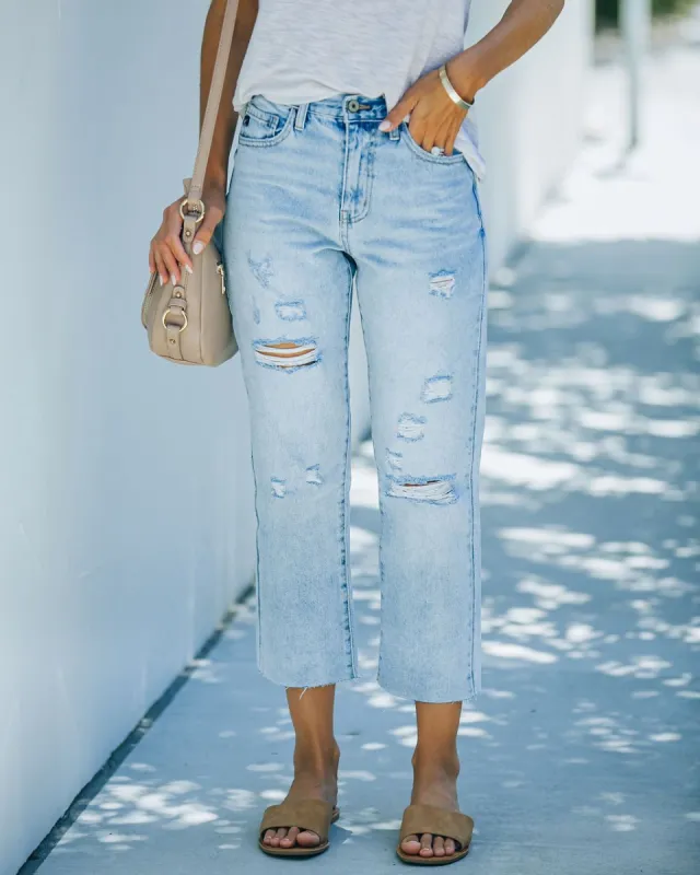 Emotion High Rise Distressed Straight Leg Denim - FINAL SALE sold by Vici