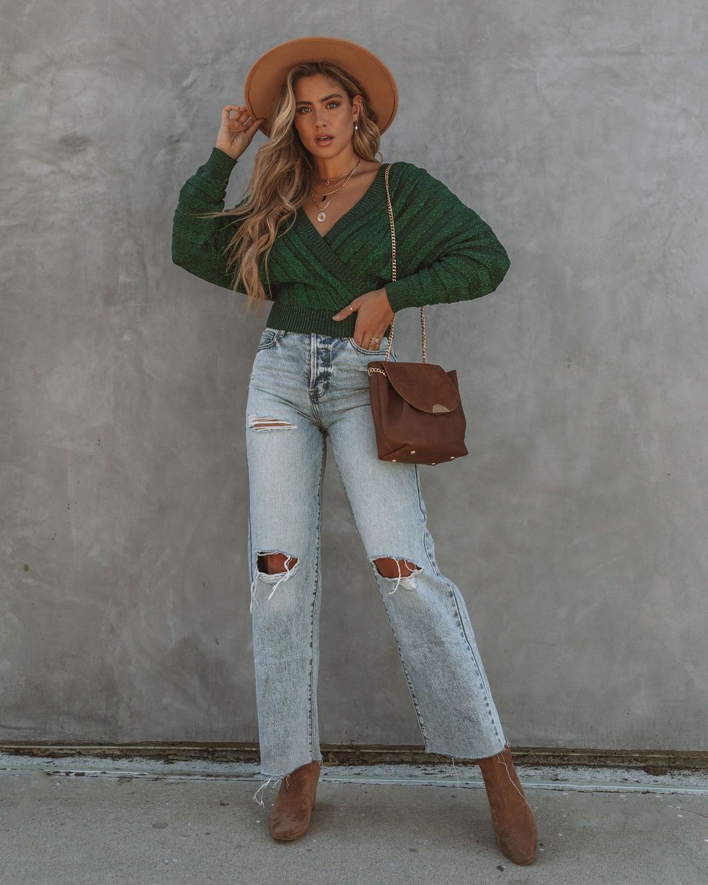 Viridian Shimmer Knit Drape Sweater - FINAL SALE sold by Vici product image thumbnail 6