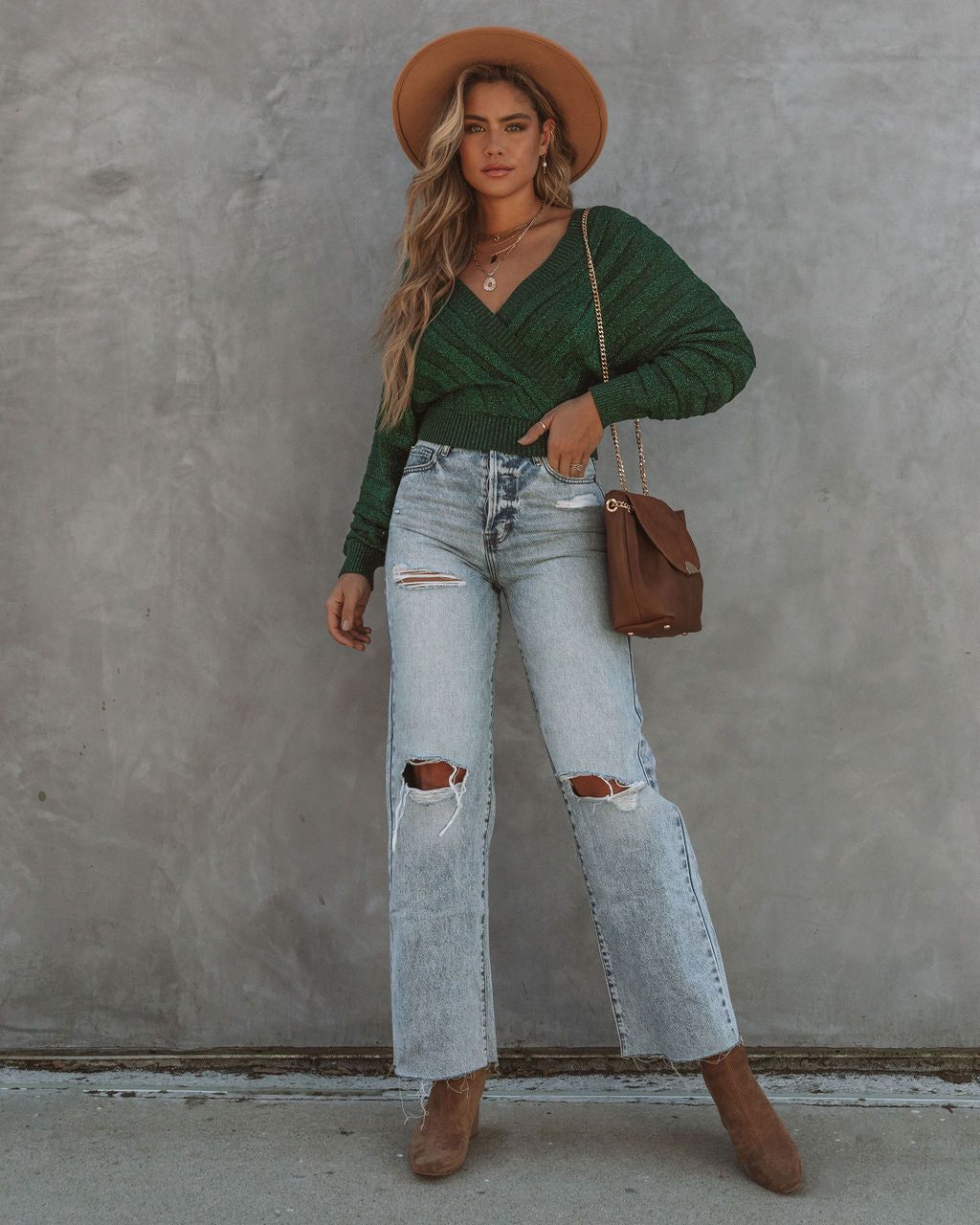 Viridian Shimmer Knit Drape Sweater - FINAL SALE sold by Vici product image thumbnail 9