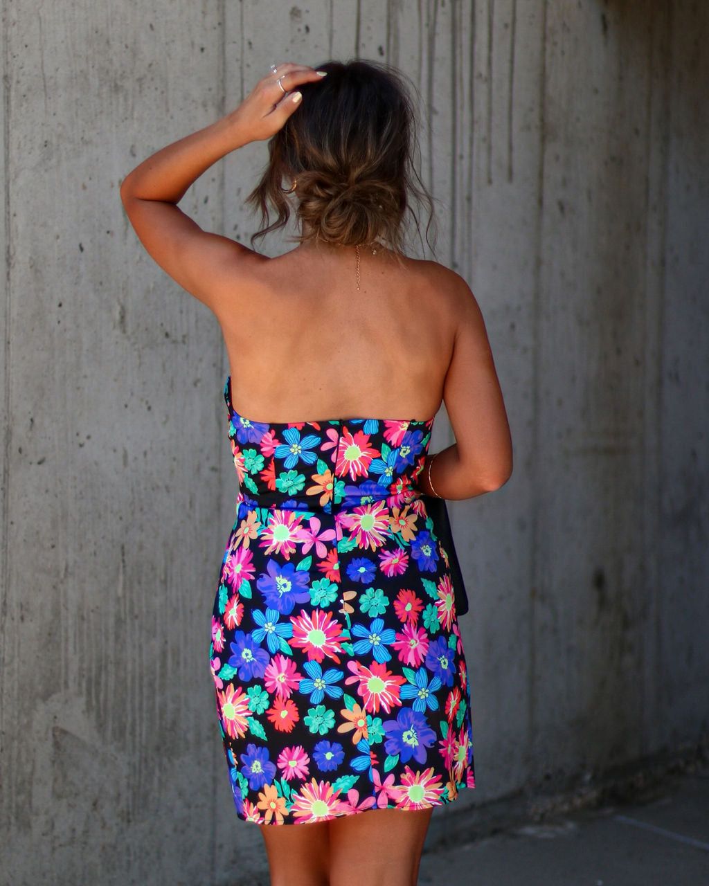 Adali Strapless Floral Ruched Mini Dress sold by Vici product image thumbnail 2