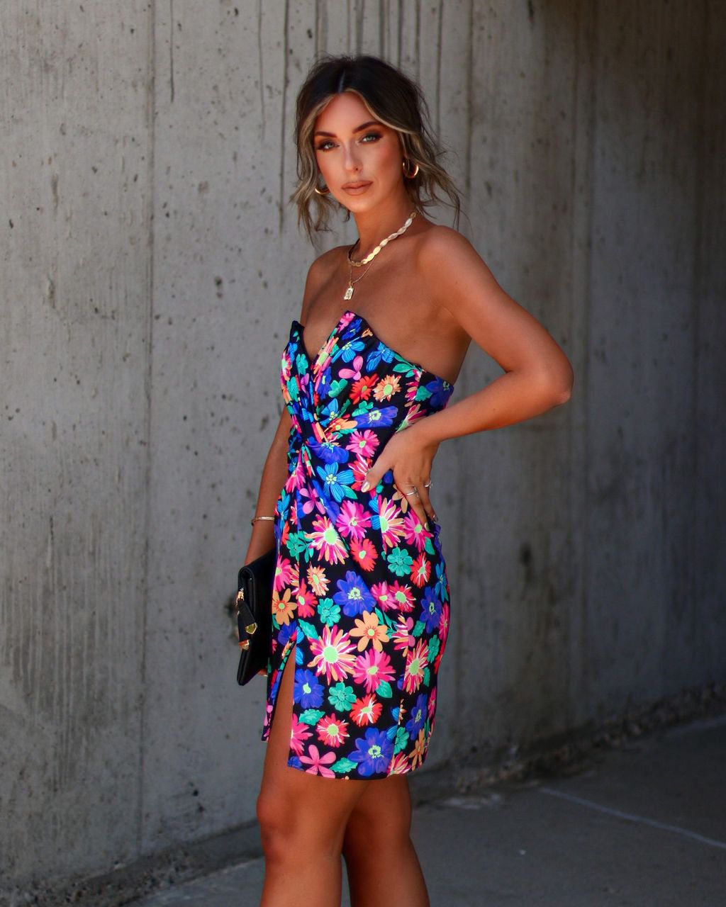 Adali Strapless Floral Ruched Mini Dress sold by Vici product image thumbnail 4