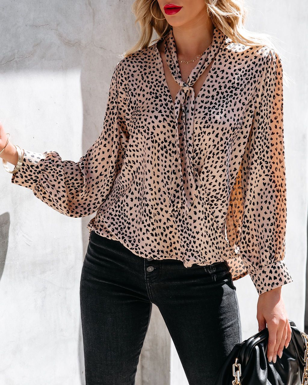 Kit Satin Drape Tie Blouse - FINAL SALE sold by Vici product image thumbnail 3