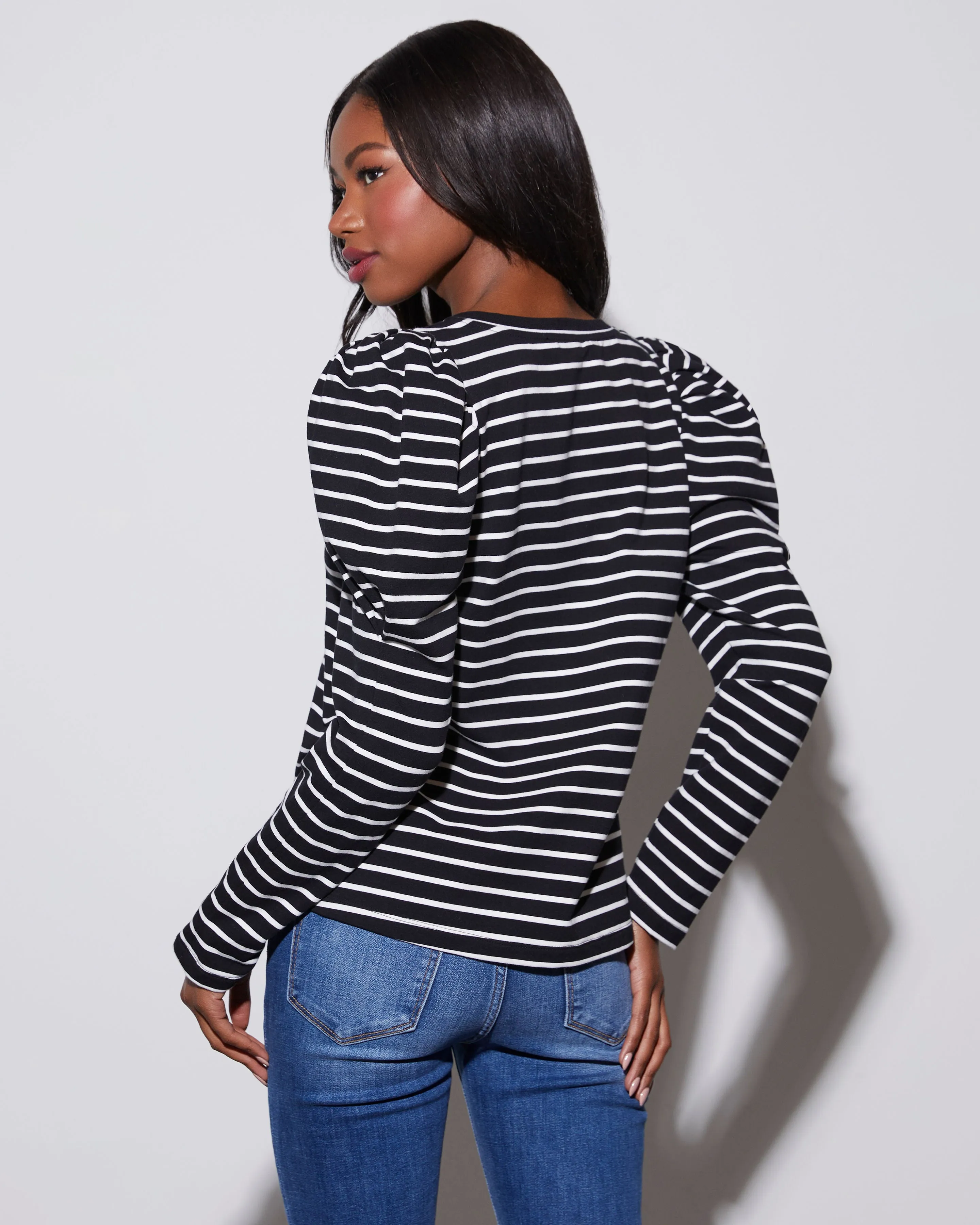 Rachelle Striped Puff Long Sleeve Top sold by Vici product image thumbnail 4