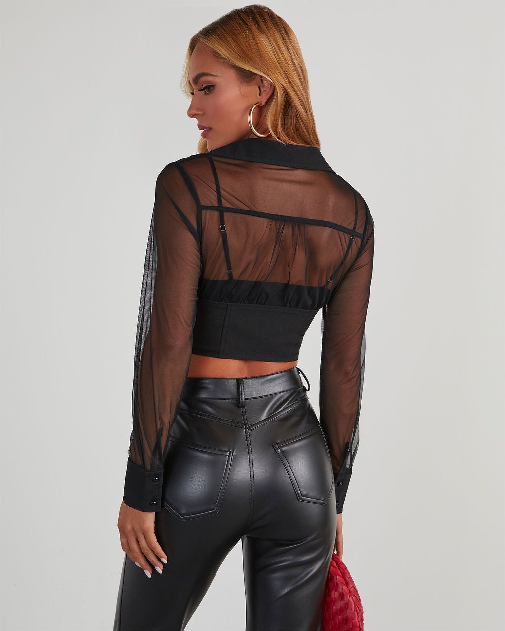 Gaia Mesh Corset Long Sleeve Top - Black sold by Vici product image thumbnail 4