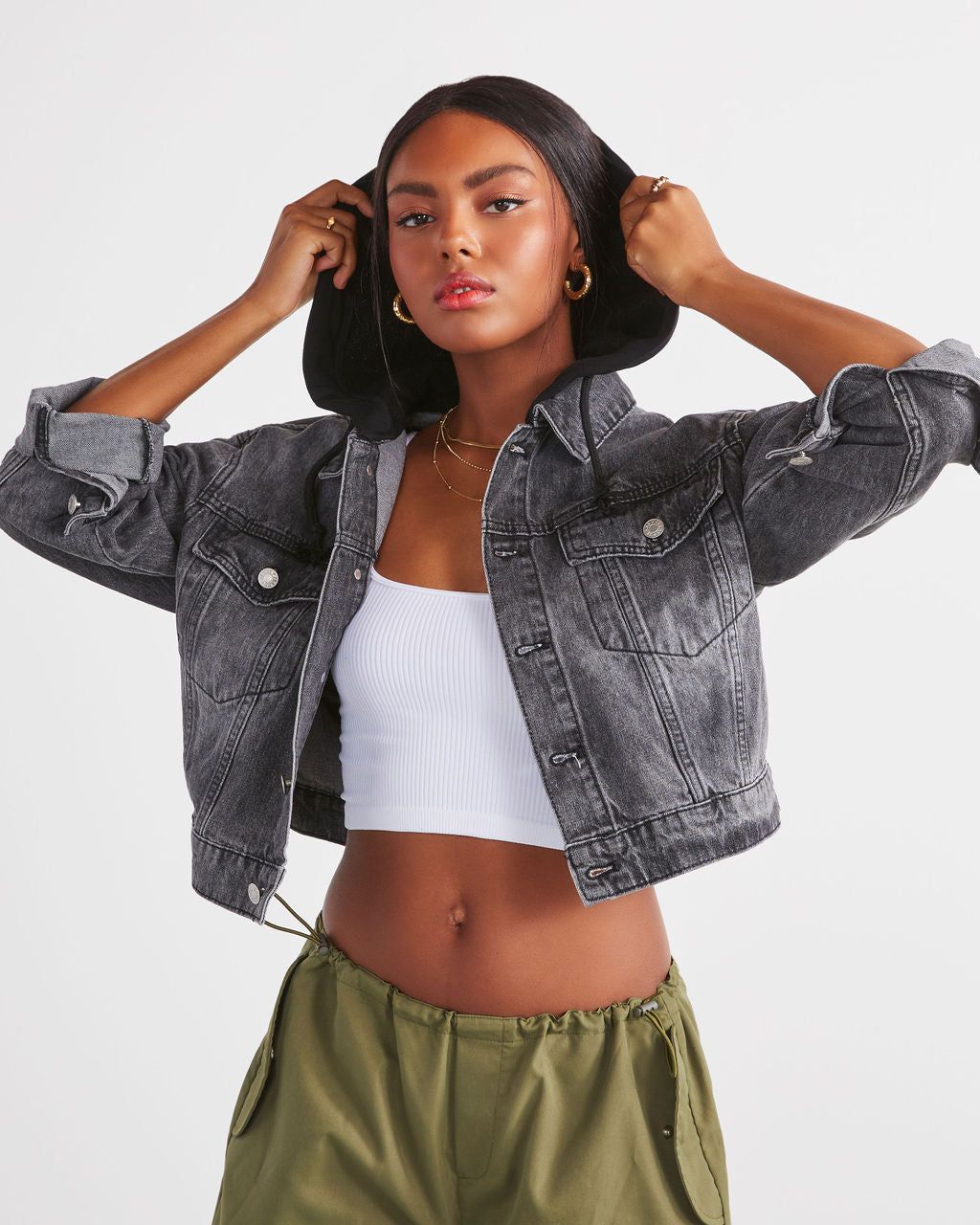 Gaston Hooded Denim Jacket sold by Vici product image thumbnail 2