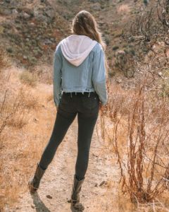 Throw It On Hooded Crop Denim Jacket - FINAL SALE sold by Vici