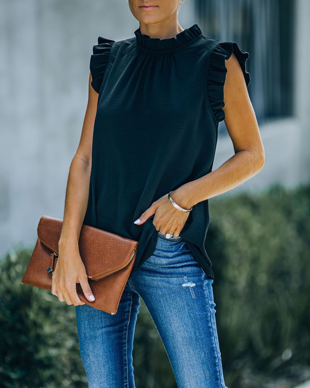 Shrill Sleeveless Ruffle Blouse - Black - FINAL SALE sold by Vici product image thumbnail 10