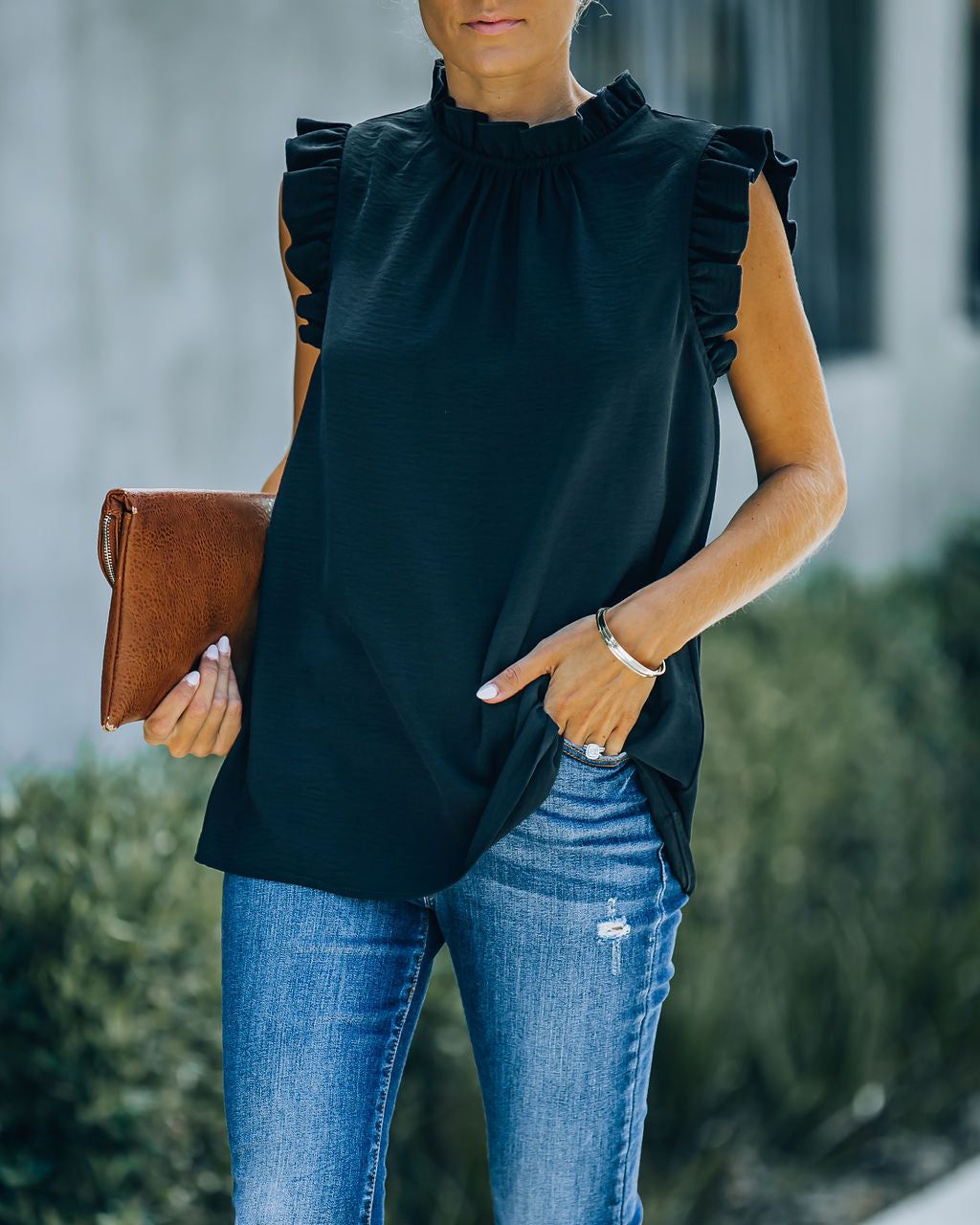 Shrill Sleeveless Ruffle Blouse - Black - FINAL SALE sold by Vici product image thumbnail 3
