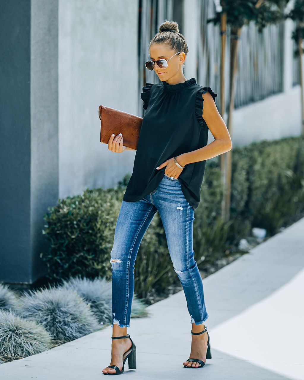 Shrill Sleeveless Ruffle Blouse - Black - FINAL SALE sold by Vici product image thumbnail 5