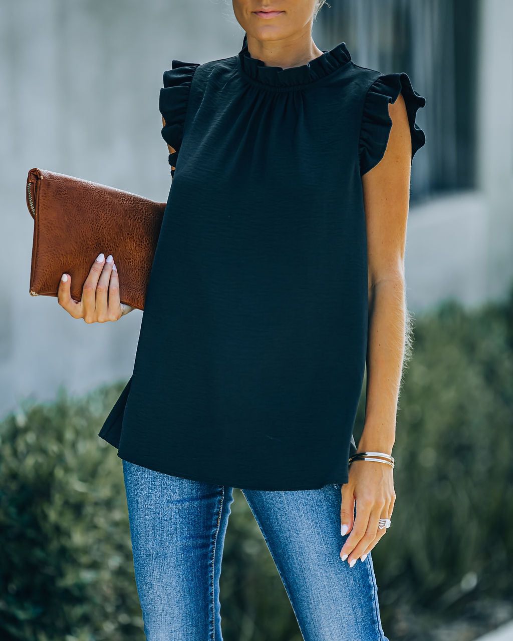Shrill Sleeveless Ruffle Blouse - Black - FINAL SALE sold by Vici product image thumbnail 6