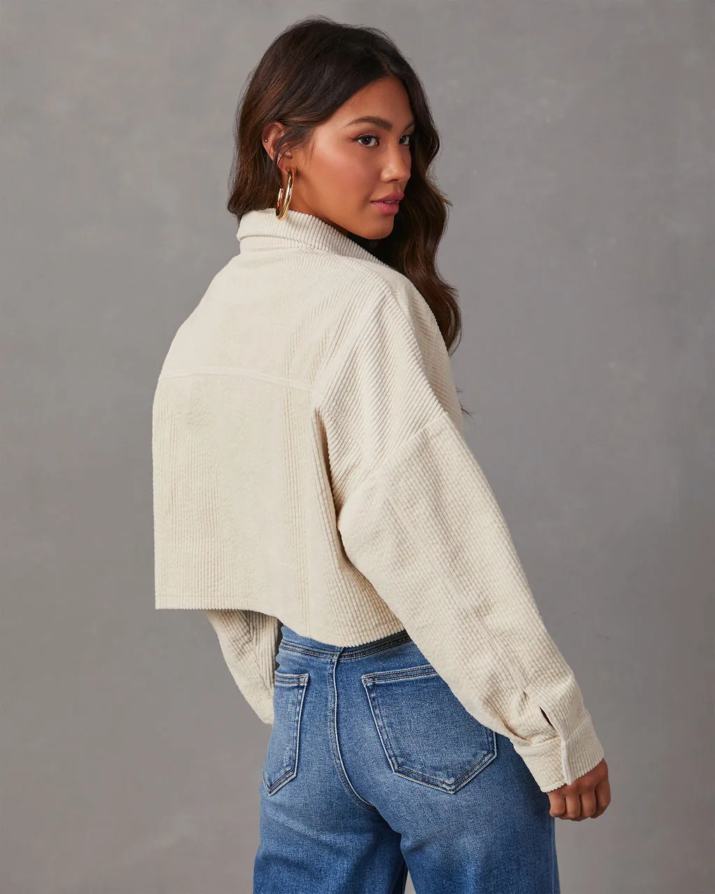 Sabrina Cropped Corduroy Shacket sold by Vici product image thumbnail 5
