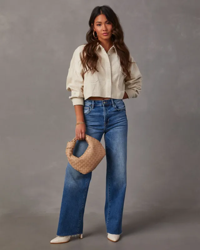 Sabrina Cropped Corduroy Shacket sold by Vici