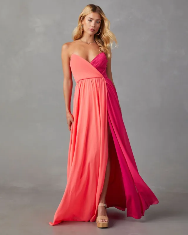 Summer Sorbet Strapless Colorblock Maxi Dress sold by Vici