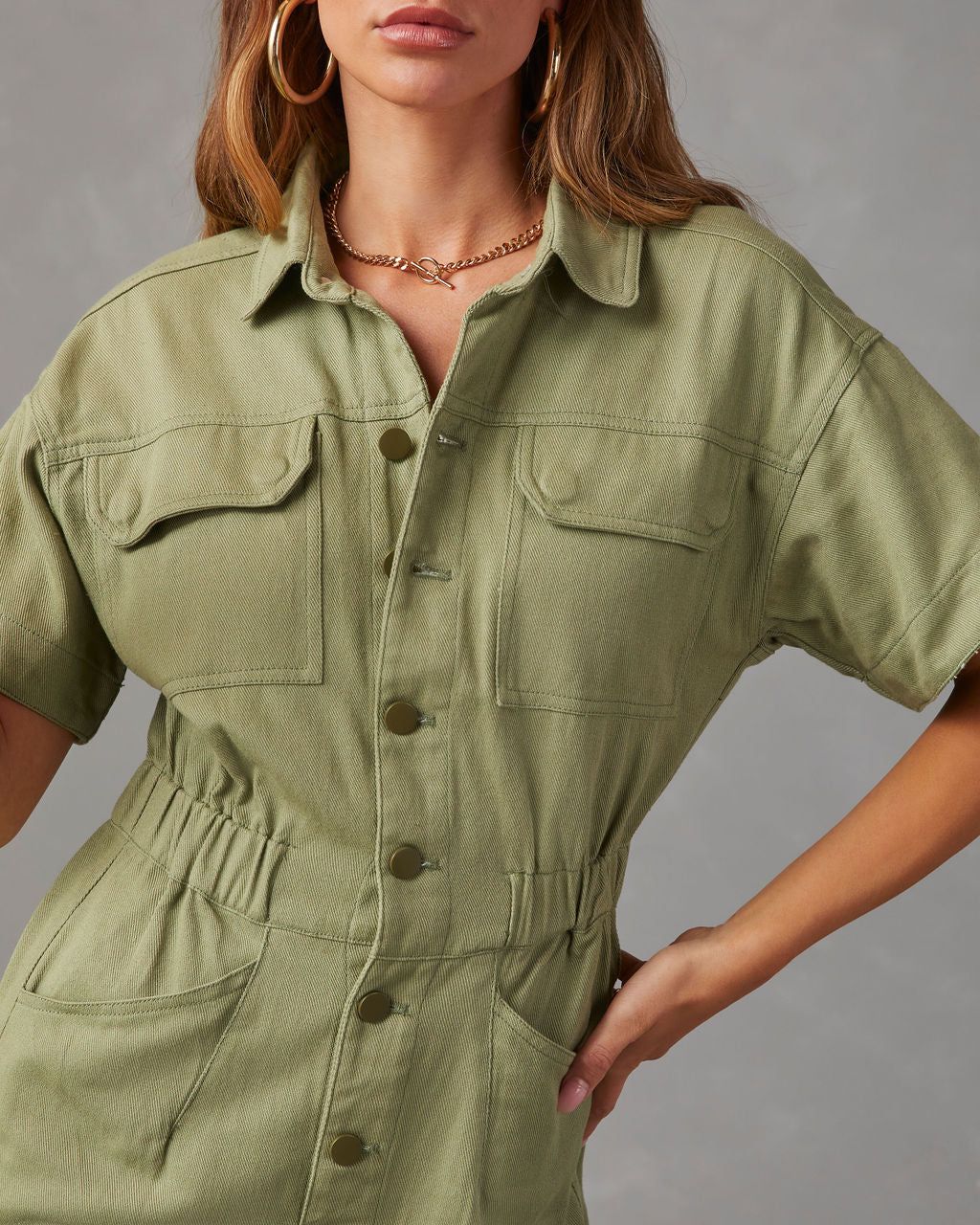 Kaysee Utility Jumpsuit - Olive - SALE sold by Vici product image thumbnail 5