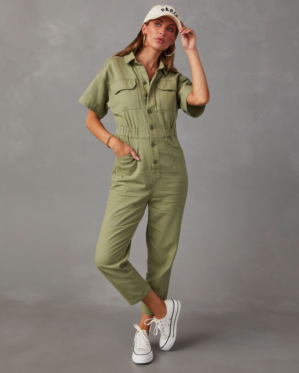 Kaysee Utility Jumpsuit - Olive - SALE sold by Vici