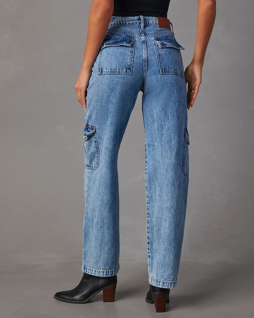 River High Waisted Cargo Jeans sold by Vici product image thumbnail 4